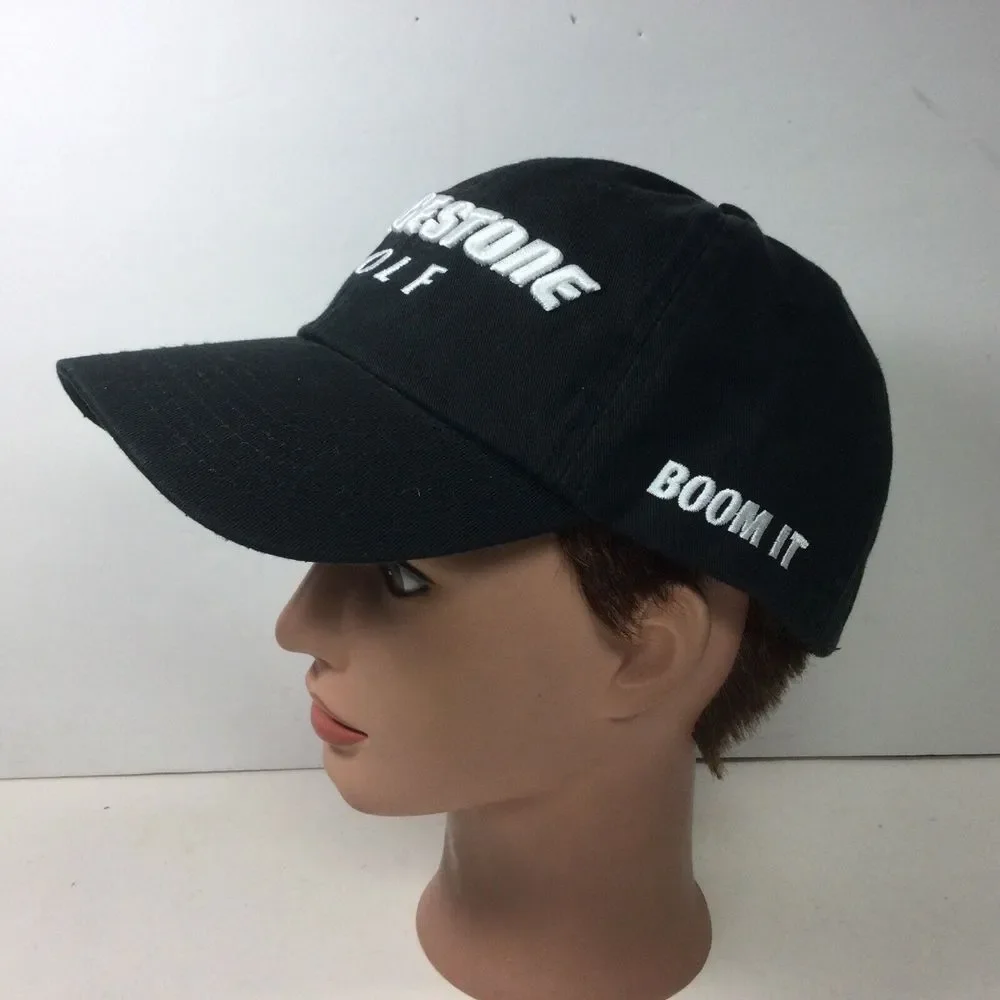 Bridgestone‎ Golf Hat Black SpellOut Strap back Baseball Cap Boom It